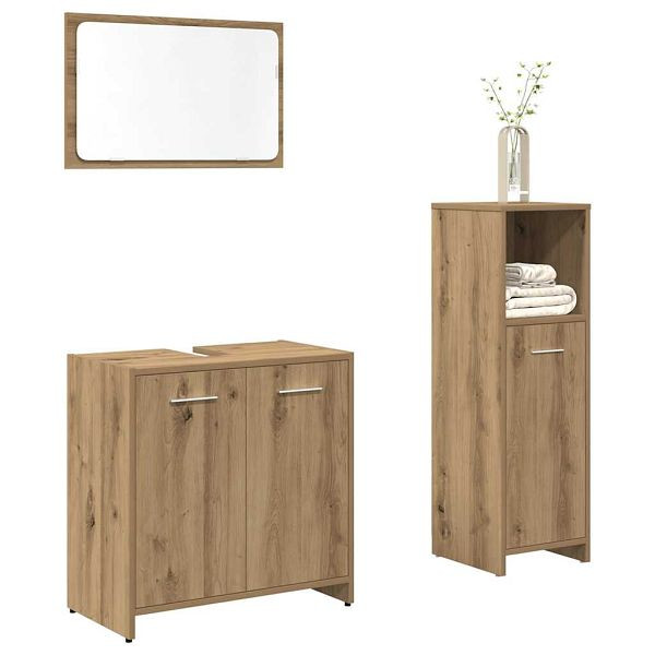 vidaXL 3-tlg. Badmöbel-Set Artisan-Eiche Holzwerkstoff, 3328560