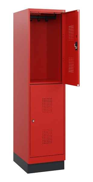 C+P Doppelstöckiger Spind Evolo PLUS, Sockel, 2 Fächer, 1630x400x500mm, 3020/302, Zylinderschloss, 0493205-12 S10076