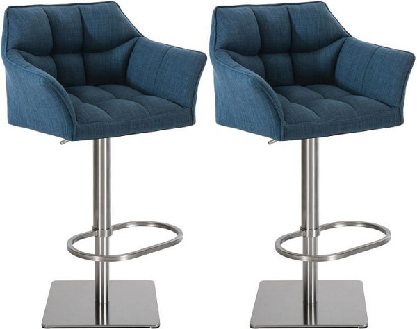 CLP Barhocker Damaso Stoff edelstahl, blau, VE: 2 Stück, 314983