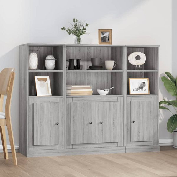 vidaXL Highboards 3 Stück Grau Sonoma Holzwerkstoff, 3185309