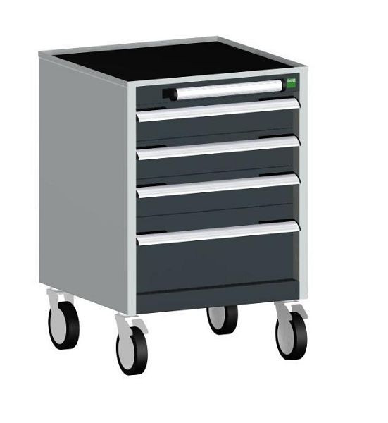 bott cubio Schubladenschrank mobil bestückt mit 4 Schubladen BxTxH: 525 x 525 x 780 mm, RAL 7035/7016, 40402109.19V