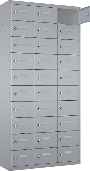Eurobox Schließfach/Kantinenschrank stehend, 3 Abteile, 30 Fächer, Abteilbreite 325 mm, Tiefe 300 mm, 0901-087310