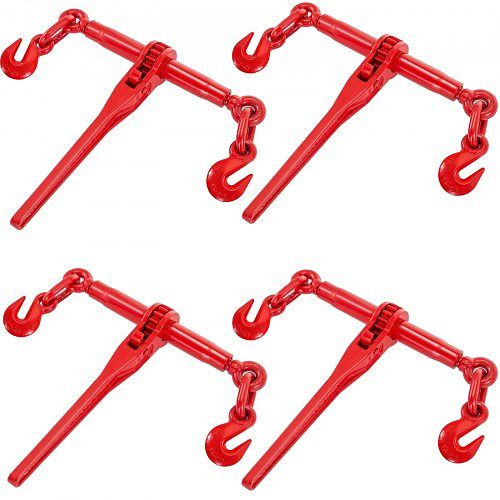 VEVOR Ratschenlastspanner 10-13mm 4,18T G70-Haken, einstellbar, für Güteklasse 70-80 Ketten, Festzurren, 4er-Set, Rot, SZGL4P3812JL00001V0