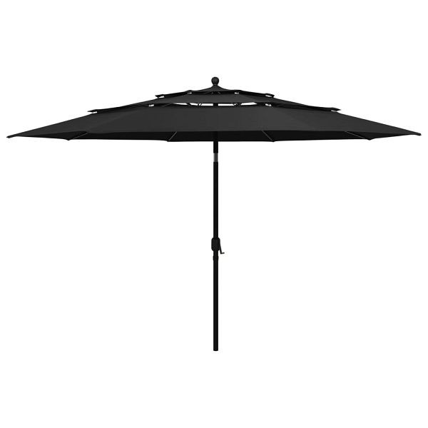 vidaXL Sonnenschirm mit Aluminium-Mast 3-lagig Schwarz 3,5 m, 313882