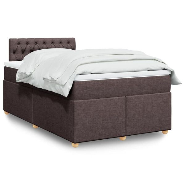vidaXL Boxspringbett mit Matratze Dunkelbraun 120x200 cm Stoff, 3286657