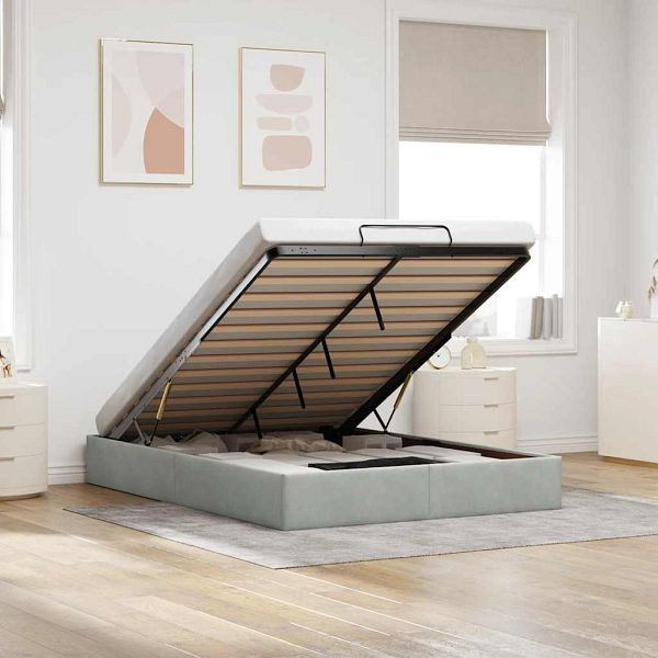 vidaXL Ottoman-Bett ohne Matratze Hellgrau 140x190 cm Samt, 3310961