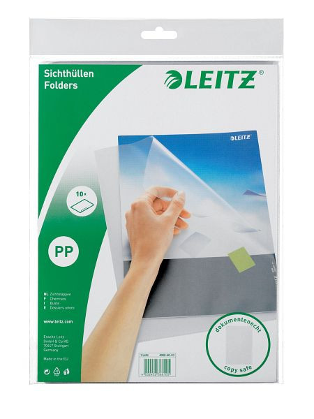 LEITZ 4000 Sichthülle, A4, 0,13 mm, genarbt farblos, PP, 10 Stück, 4000-60-03