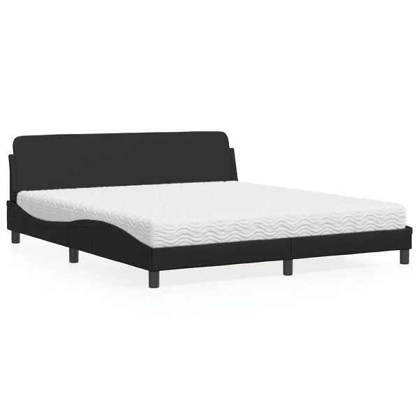 vidaXL Bett mit Matratze Schwarz 180x200 cm Kunstleder, 3208457