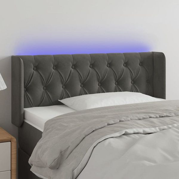 vidaXL LED Kopfteil Dunkelgrau 93x16x78/88 cm Samt, 3123609
