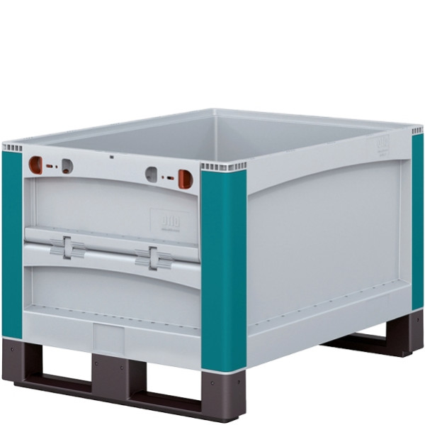 BITO Schwerlastbehälter SL mit Kufe /Klappe /SLK 86424K 800x600x420 Kufe Klappe stirnseitig, C0814-0003