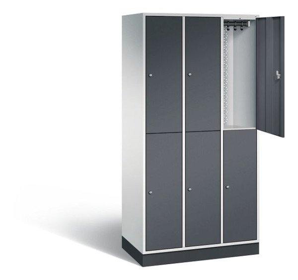 C+P Spind doppelstöckig Intro, H1950xB920xT490mm, Farbe: Lichtgrau / Schwarzgrau, 8270-301 S10056