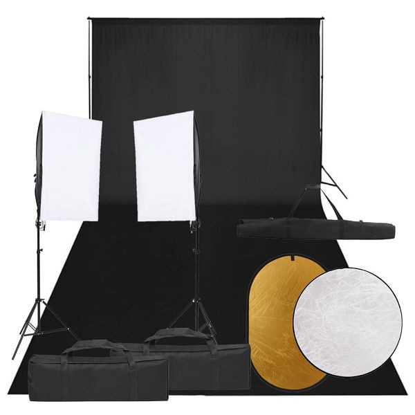 vidaXL Fotostudio-Set mit Beleuchtung, Hintergrund und Reflektor, 3094762