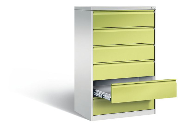 C+P Karteischrank Acurado, H1357xB787xT590mm, Farbe: Lichtgrau / Viridingrün, Griffleiste, 12936-323 S10073