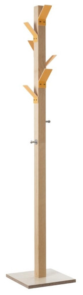 Deskin Garderobenständer aus Holz, 6 Haken Schirmständer, Orange, 350 x 350 x 1780 mm, 331936