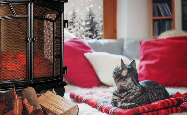 monzana Elektrischer Doppeltür-Kamin Schwarz 2000W, 103241