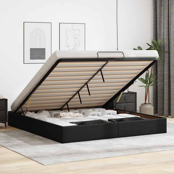 vidaXL Ottoman-Bett ohne Matratze Schwarz 160x200 cm Kunstleder, 3310809