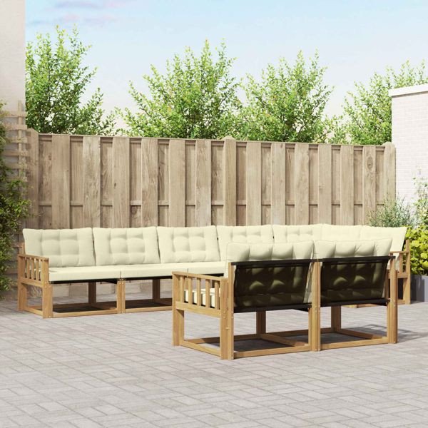 vidaXL Outdoor-Sofagarnitur mit Kissen 8-teilig Weiß und Creme, 3388800