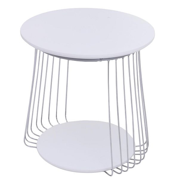 MCA Couchtisch HWC-P60, Beistelltisch Kaffeetisch Loungetisch, Metall MDF rund Ø 50cm, weiß, 119398