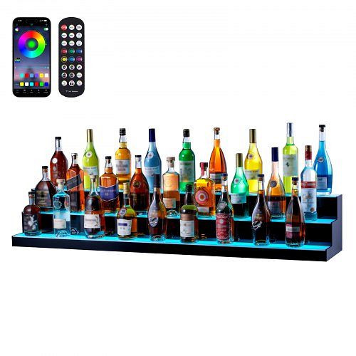 VEVOR Barregal Weinregal LED Beleuchtung Wandmontage 3-stufig 1522mm Display, ZTXJPLED360RFCM56V2