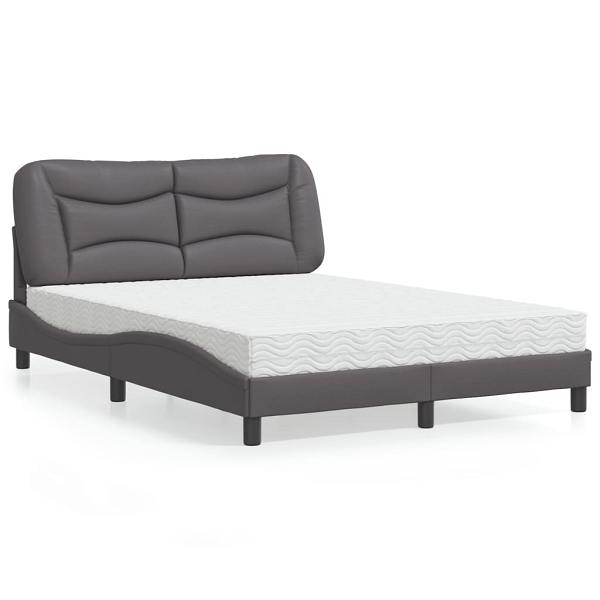 vidaXL Bett mit Matratze Grau 140x200 cm Kunstleder, 3208727