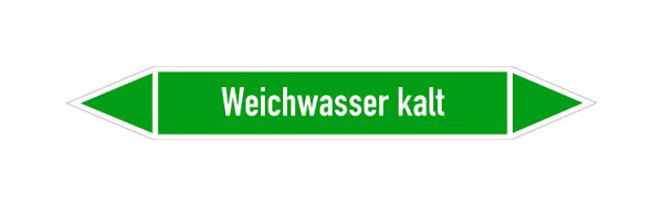 Schilder Klar Rohrleitungskennzeichen Weichwasser kalt, 100x15 mm Folie selbstklebend, 101480/60