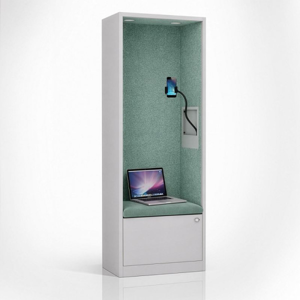 Jan Nowak Schrank mit Sitzfläche und Ruhezone SALLY MentalBox 1850 x 600 x 400 mm, Grau, Grün, 2061