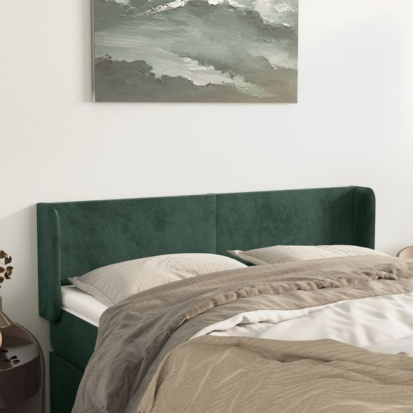 vidaXL Kopfteil mit Ohren Dunkelgrün 147x16x78/88 cm Samt, 3118539
