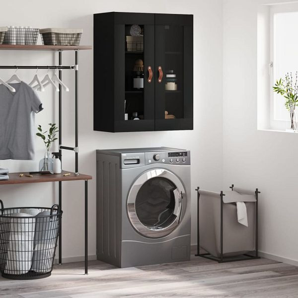 vidaXL Wandschrank Schwarz 69,5x34x90 cm, Material: Holzwerkstoff, Glas, 828453