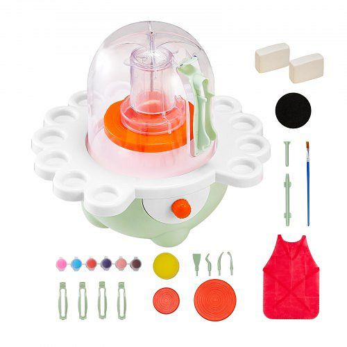 VEVOR Mini Töpferscheibe mit 50/80 mm Drehteller & einstellbarer Geschwindigkeit, elektrisches Töpferset, DIY grün, ETLPJZJXLSWJ6R7S6001V2