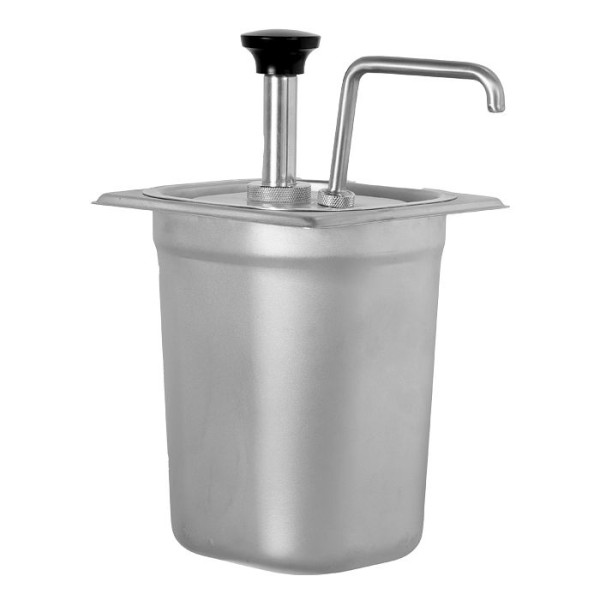 Stalgast Saucenspender mit Pumpe GN 1/6 (200 mm), 3 Liter, Gesamthöhe 280 mm, GN2516300