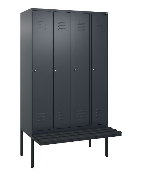 C+P Umkleidespind Classic PLUS, 4 Abteile, 2120x1200x815mm, 7016/7016, Zylinderschlösser, je 2 Doppel-Haken, 0800407-40F S10027
