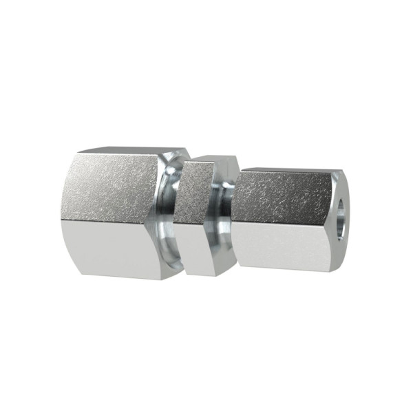 Riegler Gerade Reduzierverschraubung, Rohr-Außen-Ø Muffen 8/6 mm, PN max. 630 bar, SW1 17, SW2 19, SW3 17, Stahl verzinkt, 159332