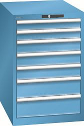 LISTA Schubladenschrank 27x36E (BxTxH) 564x725x850mm KEY Lock, Lichtblau, Schubladen: 7, Fronthöhen: 75-150 mm, 14.405.010