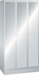 LISTA Garderobenschrank (BxTxH) 900x500x1800mm 3 Abteile, gelochte Tür, Farbe: Lichtgrau, Zylinderschloss, 94.555.020