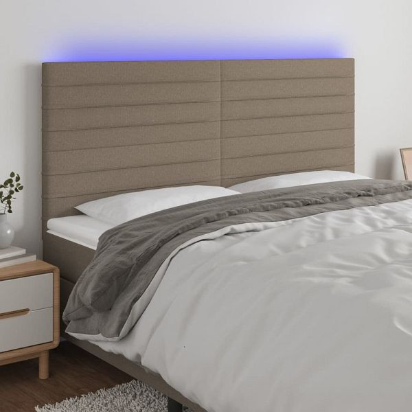 vidaXL LED Kopfteil Taupe 160x5x118/128 cm Stoff, 3122574
