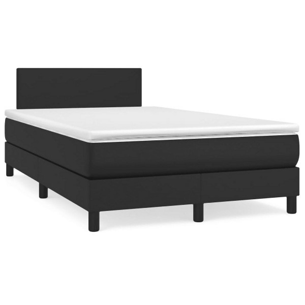 vidaXL Boxspringbett mit Matratze & LED Schwarz 120x190 cm Kunstleder, 3270123