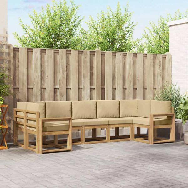 vidaXL Outdoor-Sofagarnitur mit Kissen 7-teilig Weiß und Beige, 3388162