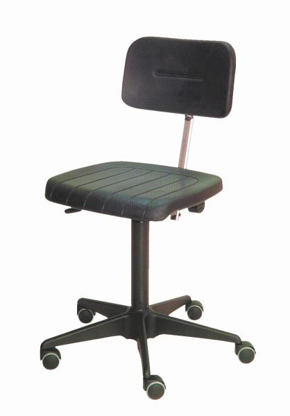 Lotz ESD-Arbeitsstuhl, DIN EN 61340-5-1, Sitz/Lehne PU, schwarz, Sitzhöhe 450 - 580 mm, Stahl-Fußkreuz, Rollen, 6600.11