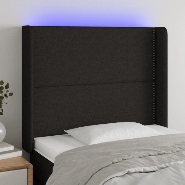 vidaXL LED Kopfteil Schwarz 103x16x118/128 cm Stoff, 3123900