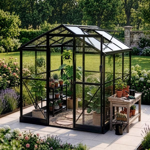 HOME DELUXE Gewächshaus ALBORA Schwarz - 184 x 184 cm, 75191