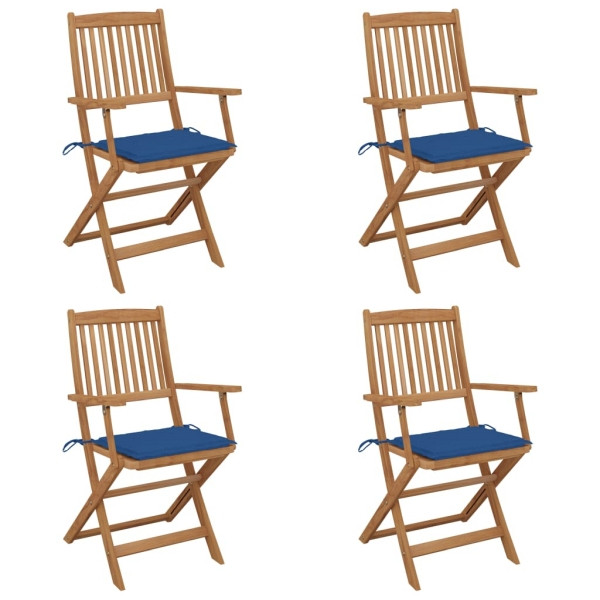 vidaXL Klappbare Gartenstühle 4 Stück mit Kissen Massivholz Akazie, 3064627