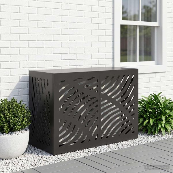vidaXL Klimaanlagenabdeckung Schwarz 90 x 40 x 60 cm Stahl, 8014094
