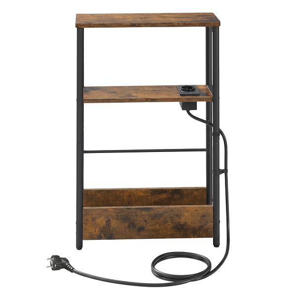 VASAGLE Beistelltisch, Rustikalbraun, tintenschwarz, 45x18x58 cm, LET335K02