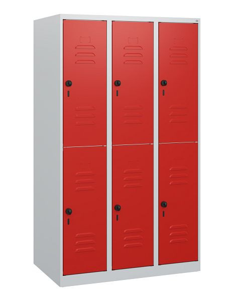 C+P Doppelstöckiger Spind Classic PLUS, 3 Abteile, 1530x900x500mm, 7035/3020, Drehriegel, 0803005-30 S10002