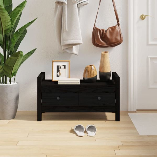 vidaXL Flurbank Schwarz 80x40x43 cm Massivholz Kiefer, 821788