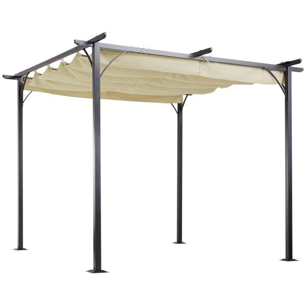 Outsunny Pergola Pavillon 3 x 3 m Terrassenüberdachung mit Schiebedach Alu, 84C-093