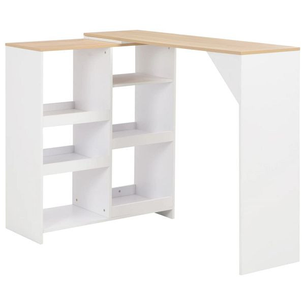 vidaXL Bartisch mit Beweglichem Regal Weiß 138x39x110 cm, 280225