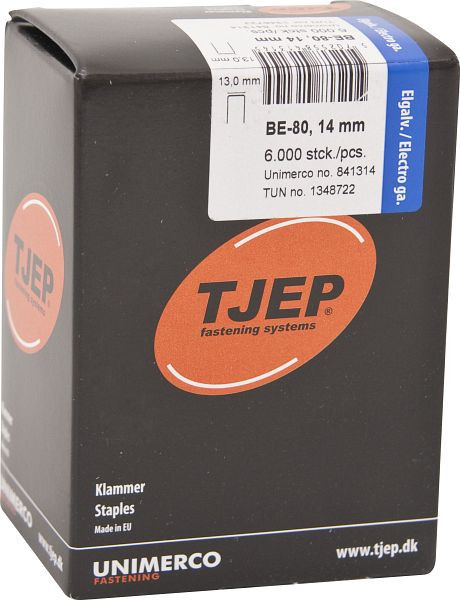 TJEP BE-80 14mm Klammer, verzinkt Box 6.000 Stück, Klammern, 841314