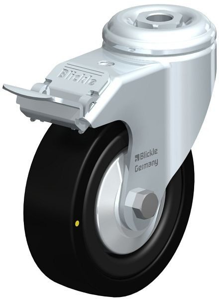 Blickle LKRA-VPA 101K-FI-EL-FA Apparate-Lenkrolle mit Rückenloch & Feststeller, Vollgummi, Schwarz, 225458
