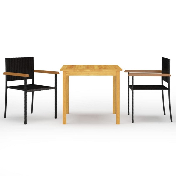 vidaXL 3-tlg. Garten-Essgruppe Schwarz, Massivholz, 3067714